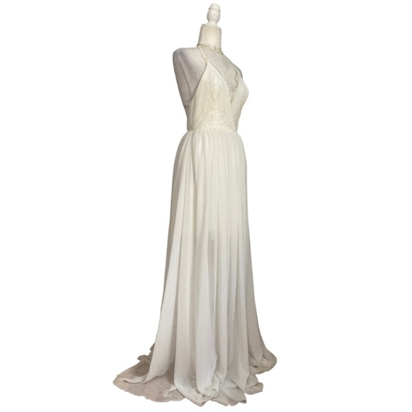 Dress the Population White Maxi Gown Dress Criss Cross Open Back - Picture 2 of 11